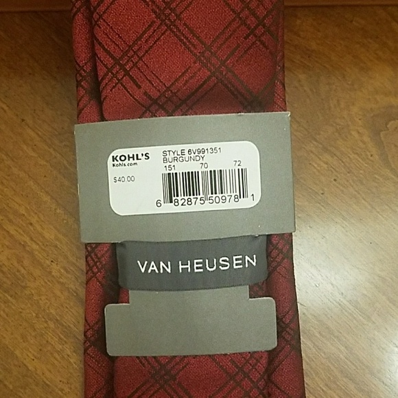 Van Heusen Patterned Tie - Burgundy Chrome Check - Picture 5 of 5